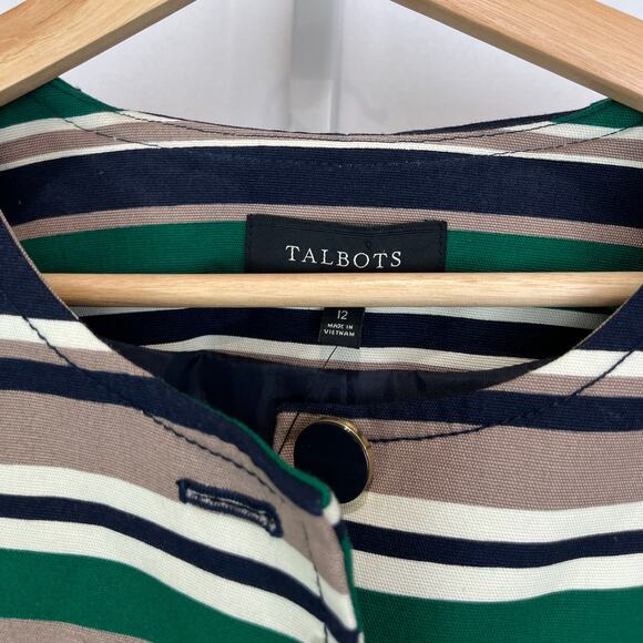 NWT TALBOTS Striped Button Up Jacket - Size 12 - Picture 3 of 13
